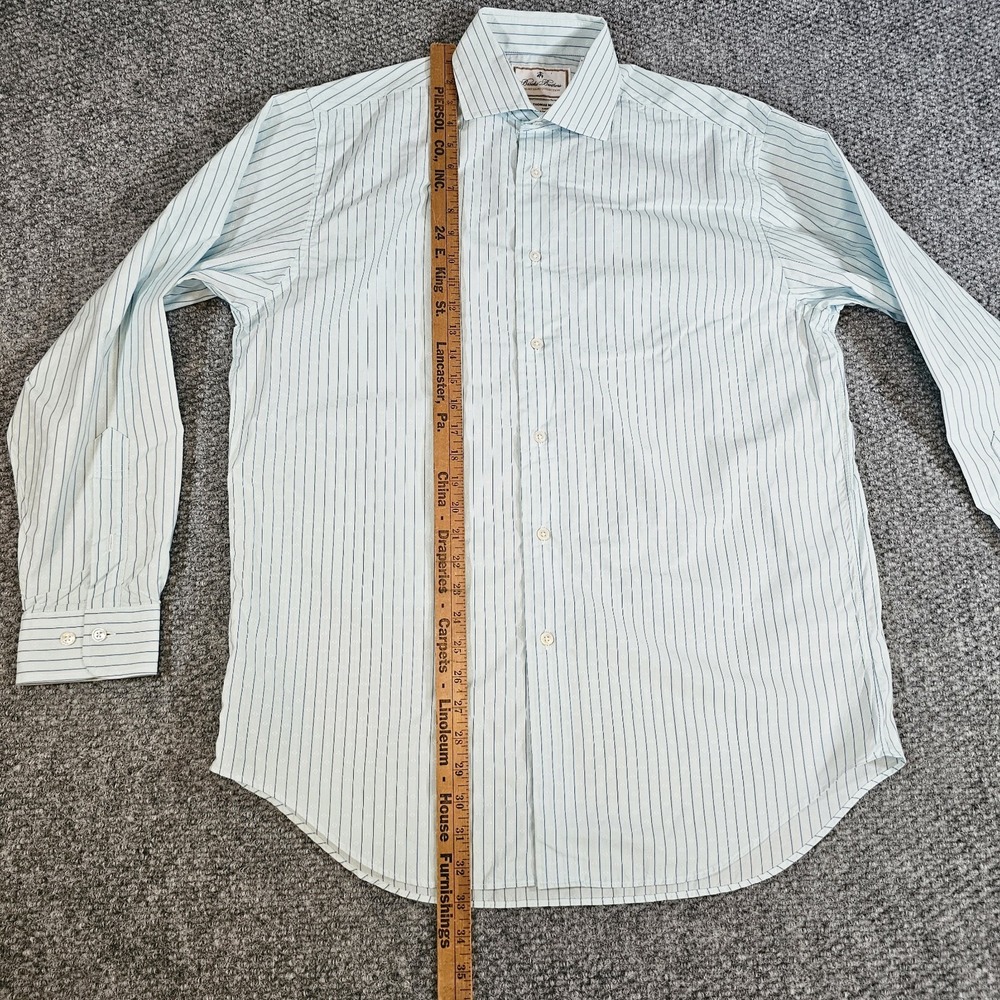 Brooks Brothers Luxury Thomas Mason Blue and White Pinstripe Button-Down Shirt - Picture 6 of 8